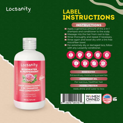 Locsanity Rosewater Peppermint 2-in-1 Shampoo & Conditioner for All Loc Types