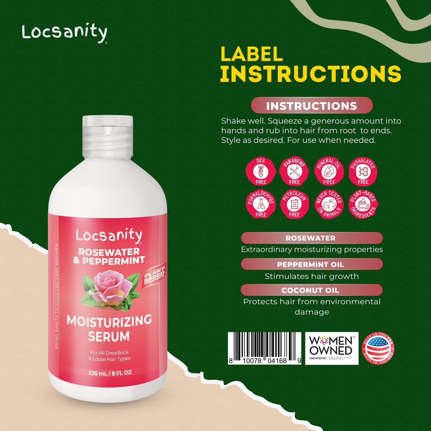 Locsanity Rosewater Peppermint Serum – Deep Moisturizing for Locs & Scalp Refresh