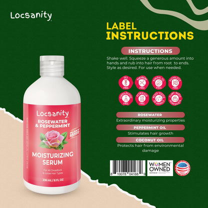 Locsanity Rosewater Peppermint Serum – Deep Moisturizing for Locs & Scalp Refresh