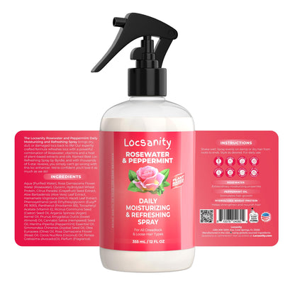 Locsanity Rosewater Peppermint Loccare Bundle for Dreadlocks, Sisterlocks & Microlocks - Fine Mist