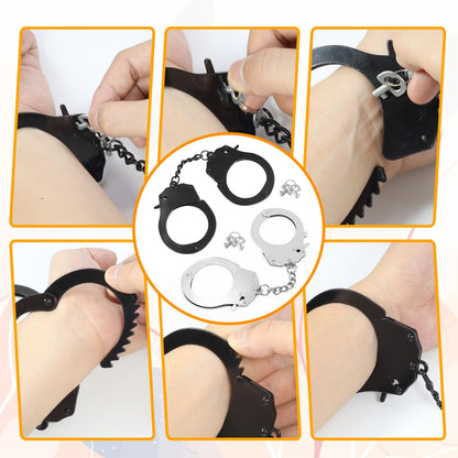 Lohoee 2Pcs Toy Metal Handcuffs with Keys – Realistic Pretend Play Props