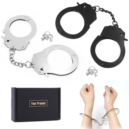 Lohoee 2Pcs Toy Metal Handcuffs with Keys – Realistic Pretend Play Props