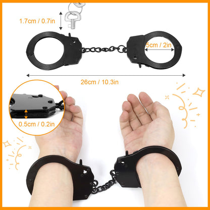 Lohoee 2Pcs Toy Metal Handcuffs with Keys – Realistic Pretend Play Props