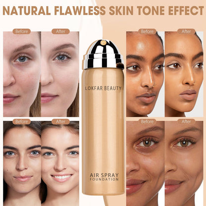 LOKFAR AirBrush Foundation Spray – Silky Mist, Full Coverage, Hydrating | Shade #05 Sand