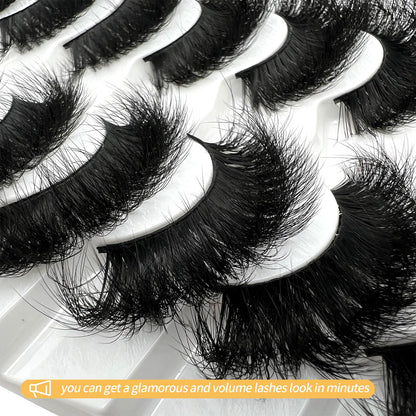 loladook Mink Lashes Fluffy 3D Volume - Dramatic 25mm Cat Eye Full Strip Lashes
