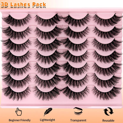 loladook Cat Eye Lashes Fluffy Wispy 3-18mm | Faux Mink, C Curl, 14 Pairs