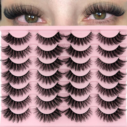 loladook Cat Eye Lashes Fluffy Wispy 3-18mm | Faux Mink, C Curl, 14 Pairs