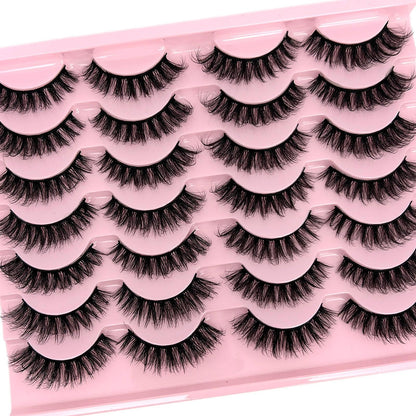 loladook False Lashes – Natural Look Wispy Short 16mm D-Curl, 14 Pairs