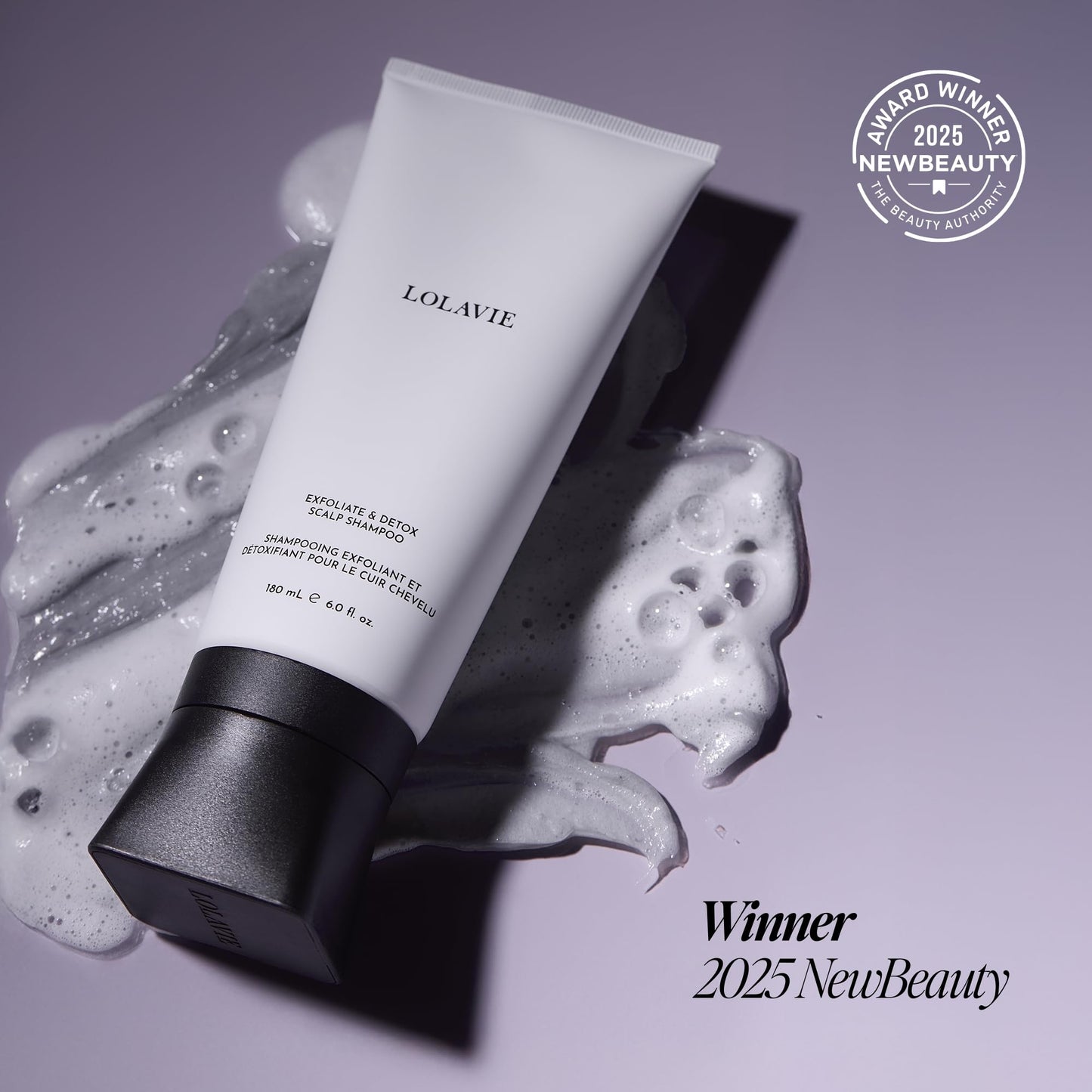 LolaVie Exfoliate & Detox Scalp Shampoo — 2-in-1 Charcoal + AHAs, Color Safe