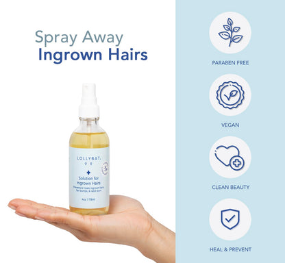 LOLLYBAT Ingrown Hair Treatment Spray 4 oz | Prevent Razor Bumps & Ingrowns | Made in USA