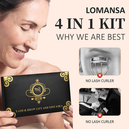 Lomansa Lash Lift Color Kit Black – Instant Curl & Volumizing Color at Home or Salon