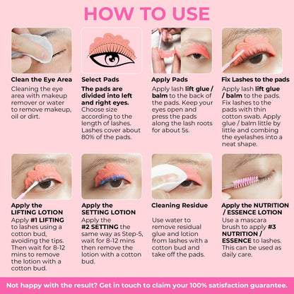Lomansa Lash Lift Kit for Beginners – At-Home Eyelash Perm with Open Eye Self-Lift Pads