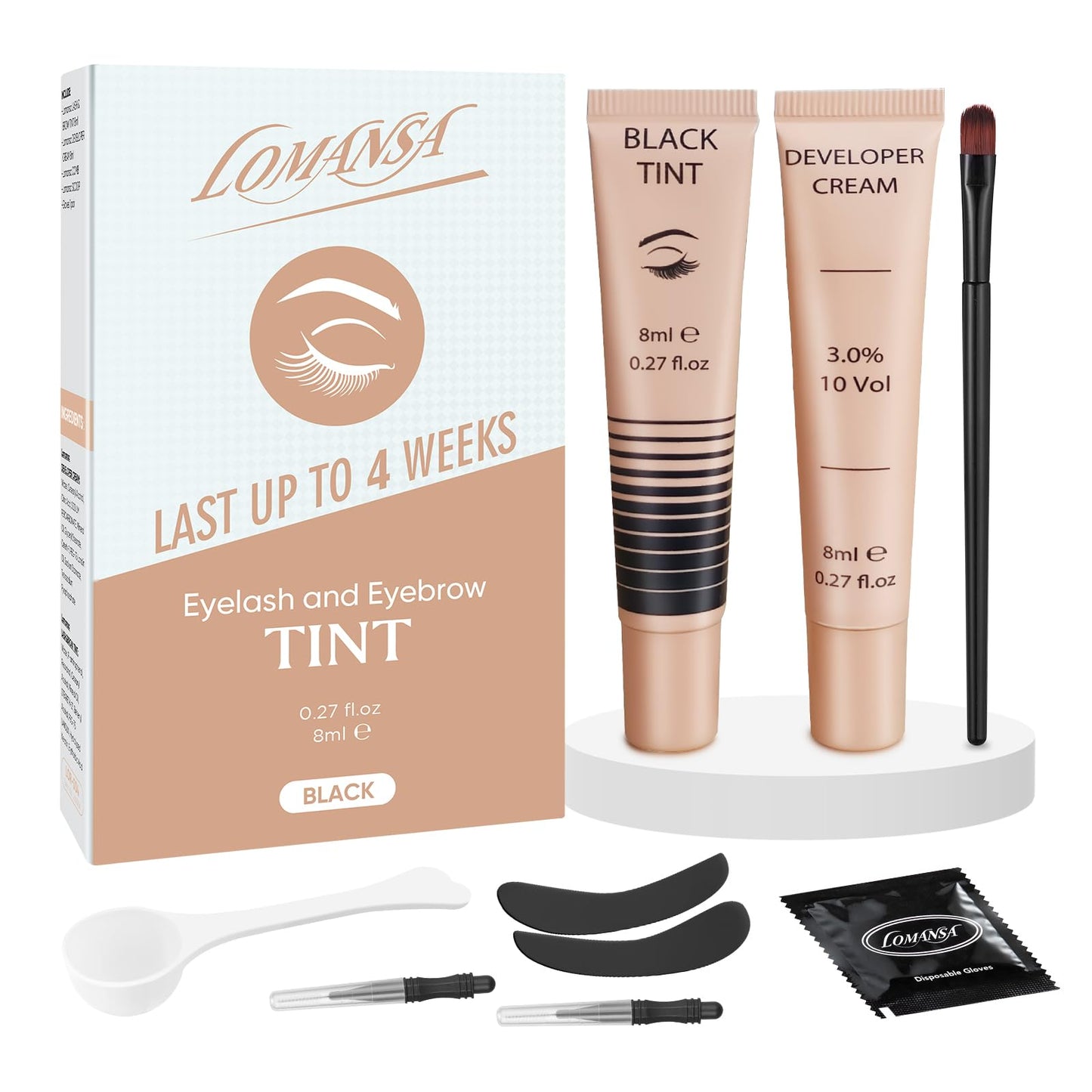 Lomansa Lash Tint Kit – Instant Black Eyelash Dye & Brow Tint, 8ml, Beginner Friendly