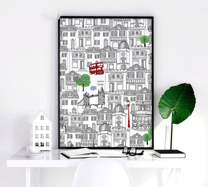 Wall art London | Set of 2 framed travel posters