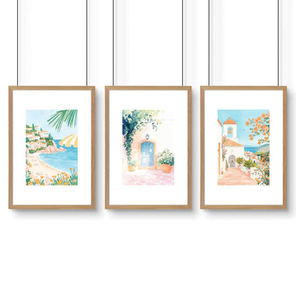 Long Rectangular Wall Decor | Set of 3 Beach Decor Wall art Prints