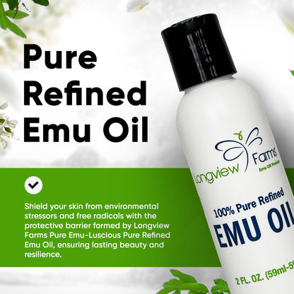 Longview Farms Emu Oil – 100% Pure, Refined Emu Oil for Skin & Hair | 2 Fl. Oz