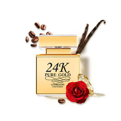 Lonkoom 24K Pure Gold Perfume for Women – Long-Lasting Praline Vanilla EDP, 3.4 fl oz