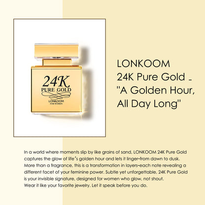 Lonkoom 24K Pure Gold Perfume for Women – Long-Lasting Praline Vanilla EDP, 3.4 fl oz