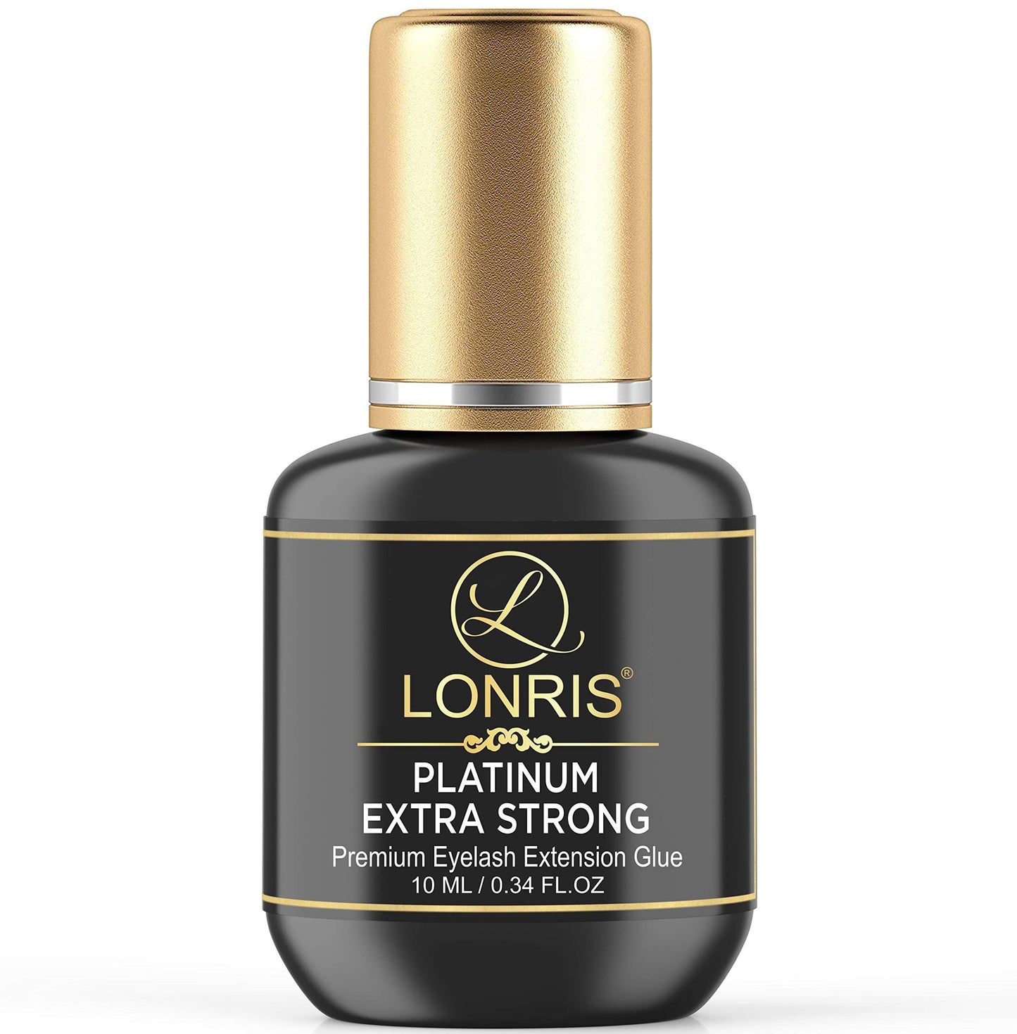 LONRIS Platinum Extra Strong Lash Glue – 8-9 Weeks Retention, 0.5-1s Dry, Black Adhesive 10ml | Professional Lash Extensions