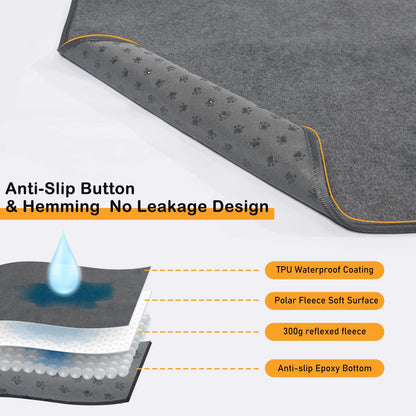 LOOBANI Non-Slip Washable Pee Pad for Dogs — Extra Large 52x82in, Reusable Gray