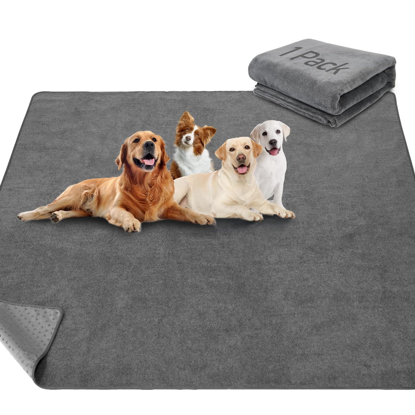 LOOBANI Non-Slip Washable Pee Pad for Dogs — Extra Large 52x82in, Reusable Gray