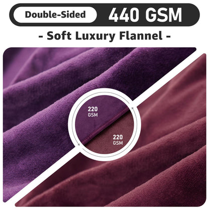 LOOBANI Waterproof Blanket for Bed - Reversible Flannel Twin 60x80, Purple