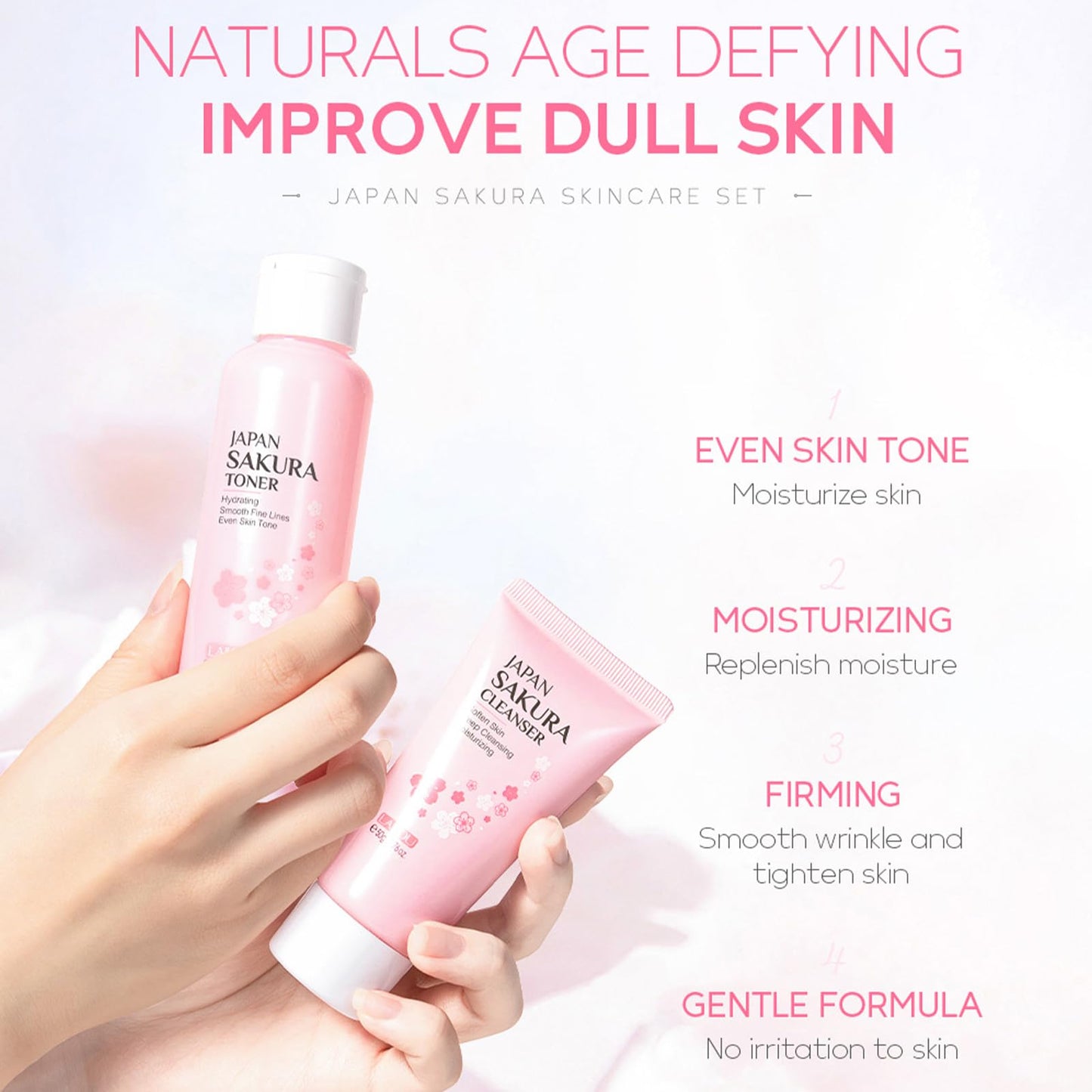 Loobexery 6-Pcs Sakura Skin Care Set – Japan Sakura Beauty Gift Kit for Women
