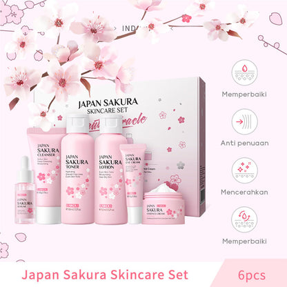 Loobexery 6-Pcs Sakura Skin Care Set – Japan Sakura Beauty Gift Kit for Women