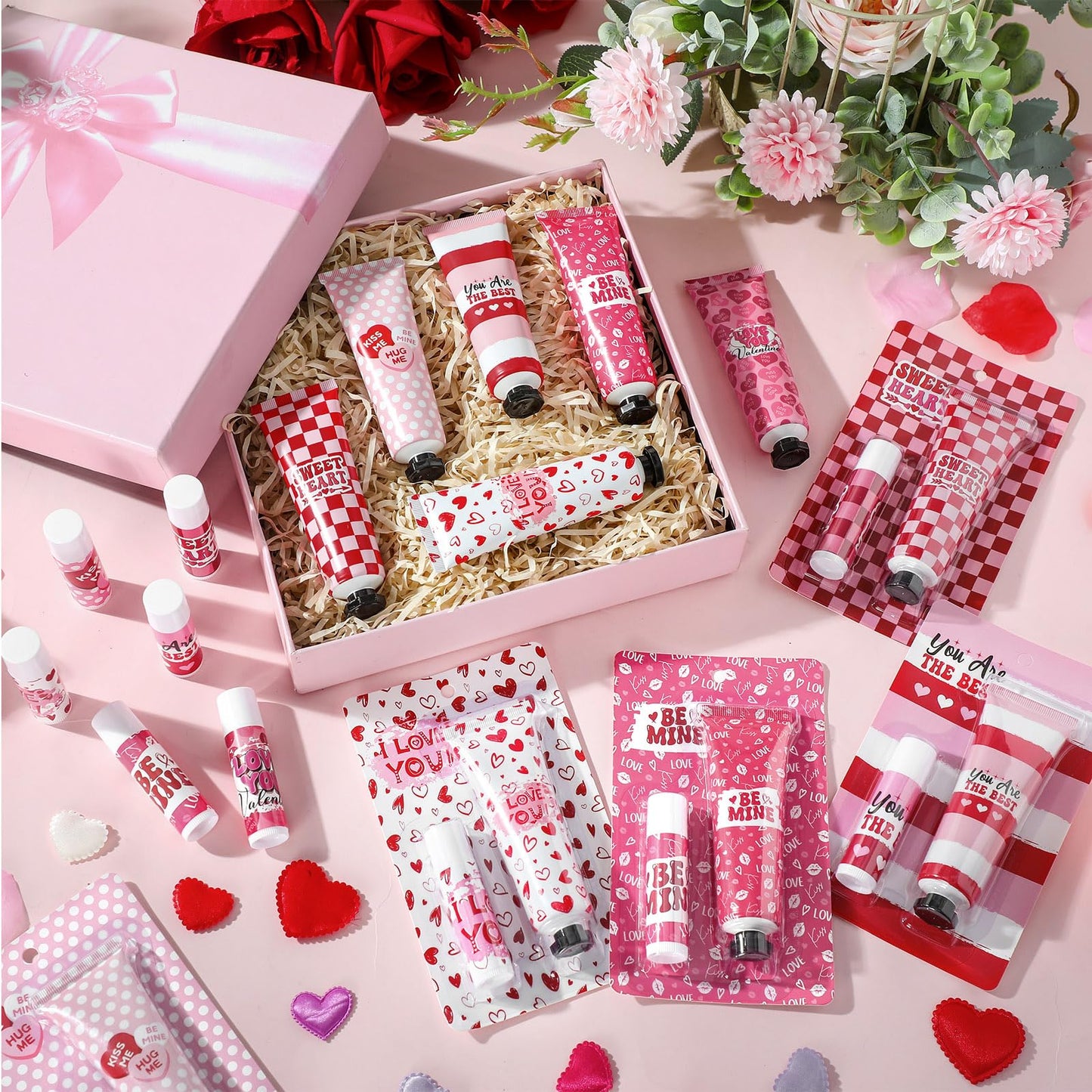 Loopeer 6 Sets Valentines Day Gift Set – Hand Cream & Lip Balm Bulk Gifts