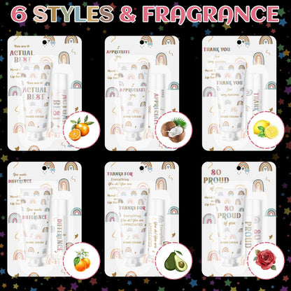 Loopeer 24-Set Bulk Gift: Boho Rainbow Lip Balm & Hand Cream for Coworkers & Galentine's Day