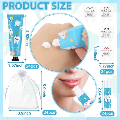 Loopeer 24-Set Dental Hygiene Gift Set — Hand Cream, Lip Balm, Cards & Organza Bags