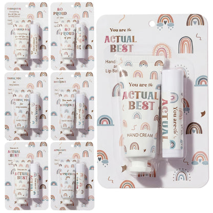 Loopeer 24-Set Bulk Gift: Boho Rainbow Lip Balm & Hand Cream for Coworkers & Galentine's Day