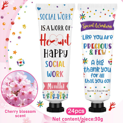 Loopeer 24 Pcs Social Worker Appreciation Hand Cream Set – 30ml Travel Size, Dual-Sided Design