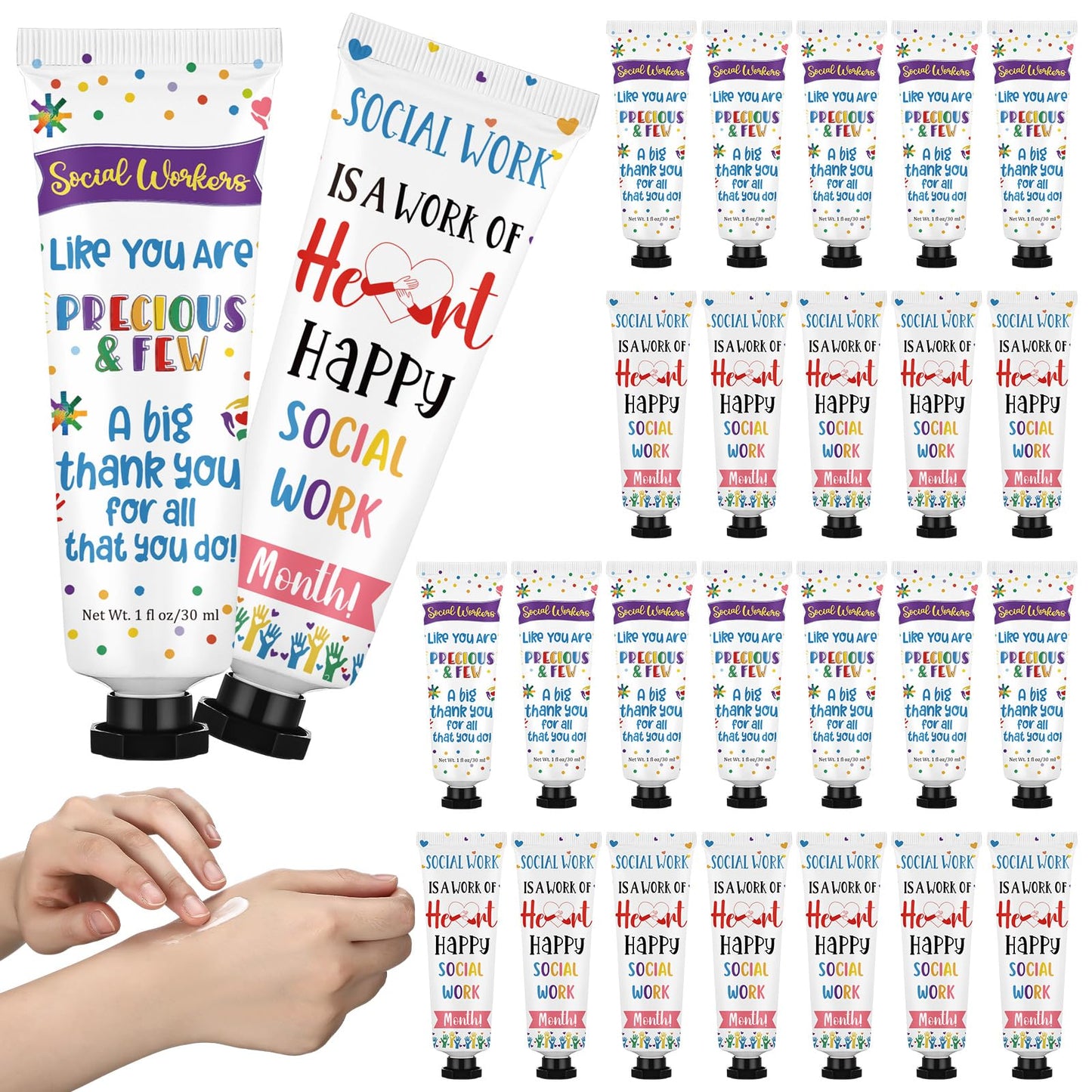 Loopeer 24 Pcs Social Worker Appreciation Hand Cream Set – 30ml Travel Size, Dual-Sided Design
