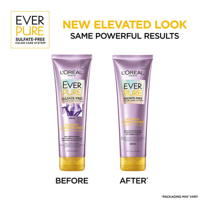 L'Oreal Paris EverPure Blonde Sulfate-Free Shampoo – Neutralizes Brass & Balances Blonde Hair | 2 x 8.5 oz