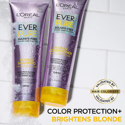 L'Oreal Paris EverPure Blonde Sulfate-Free Shampoo – Neutralizes Brass & Balances Blonde Hair | 2 x 8.5 oz