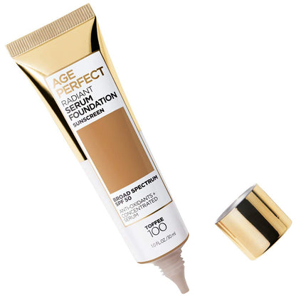 L'Oreal Paris Age Perfect Radiant Serum Foundation SPF 50 – Toffee, 1 oz