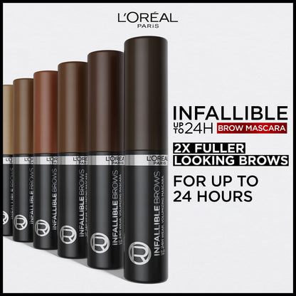 L’Oréal Paris Infallible Volumizing Brow Mascara – 24H Wear, 2X Fuller Brows, 3.0 Soft Black