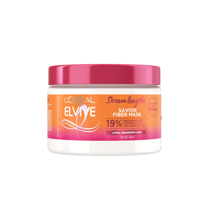 L'Oreal Paris Elvive Dream Lengths Savior Fiber Hair Mask – Collagen Peptides, 3-Minute Treatment, 12 oz