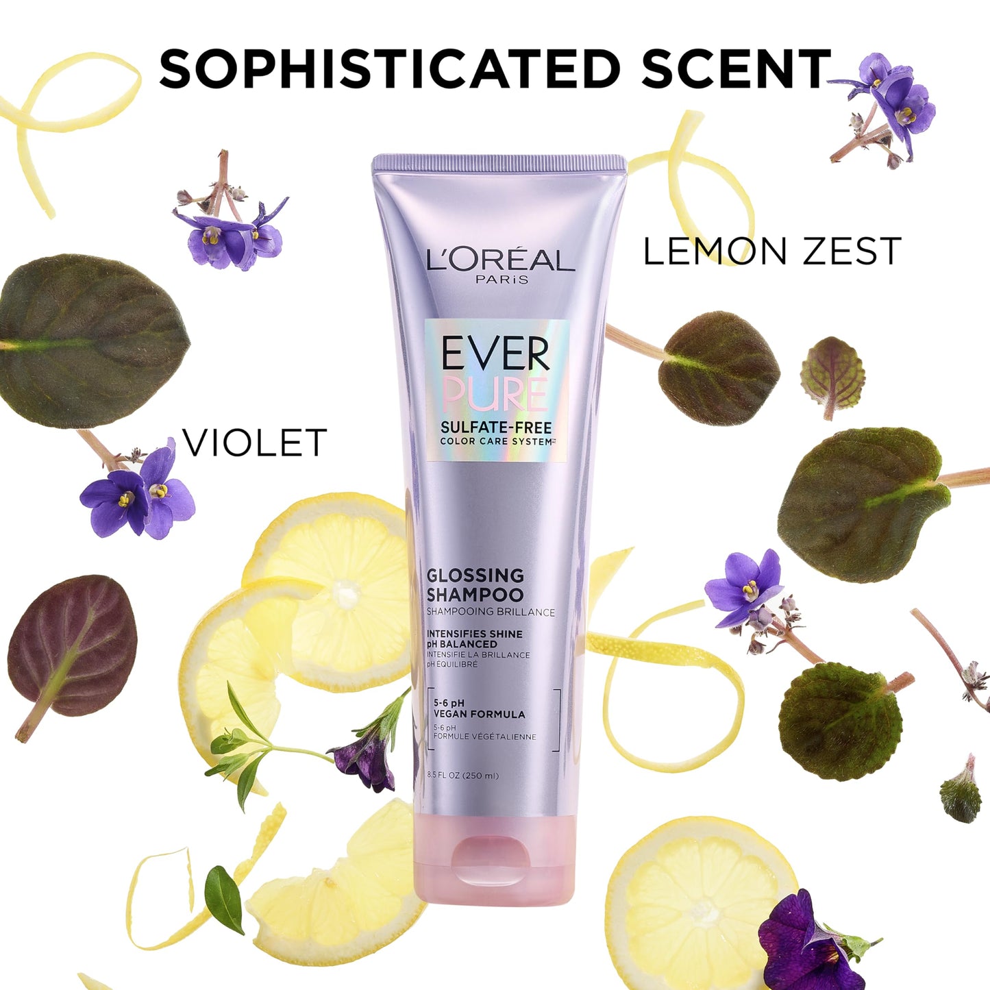 L'Oreal Paris EverPure Glossing Shampoo - Sulfate Free, pH Balanced, Argan Oil Infused, Vegan, 8.5 Fl Oz