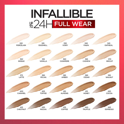 L'Oréal Paris Infallible Full Wear Waterproof Matte Concealer – Full Coverage, Oatmeal, 0.33 oz