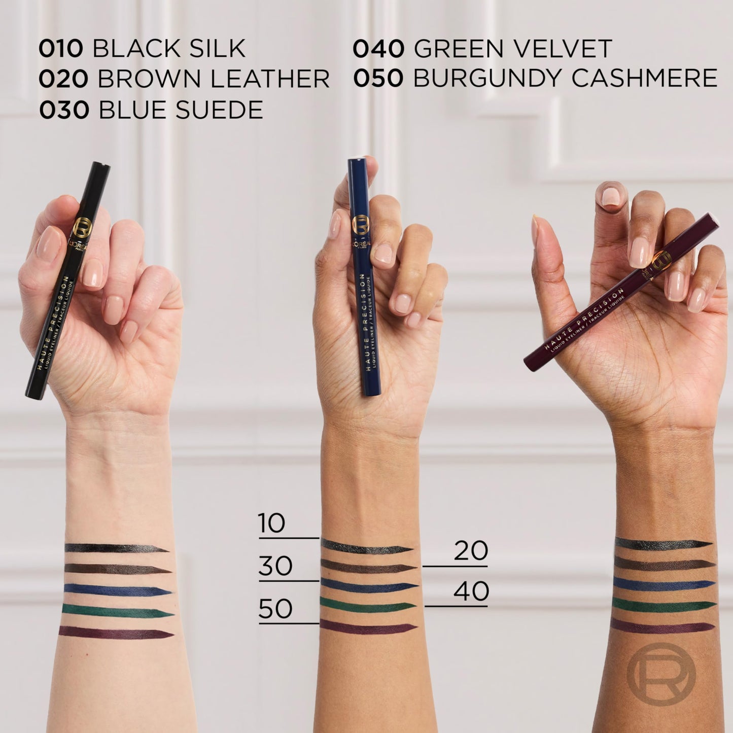 L'Oreal Paris Haute Precision Waterproof Liquid Eyeliner – 040 Green Velvet, 28HR Wear, Micro-Tip