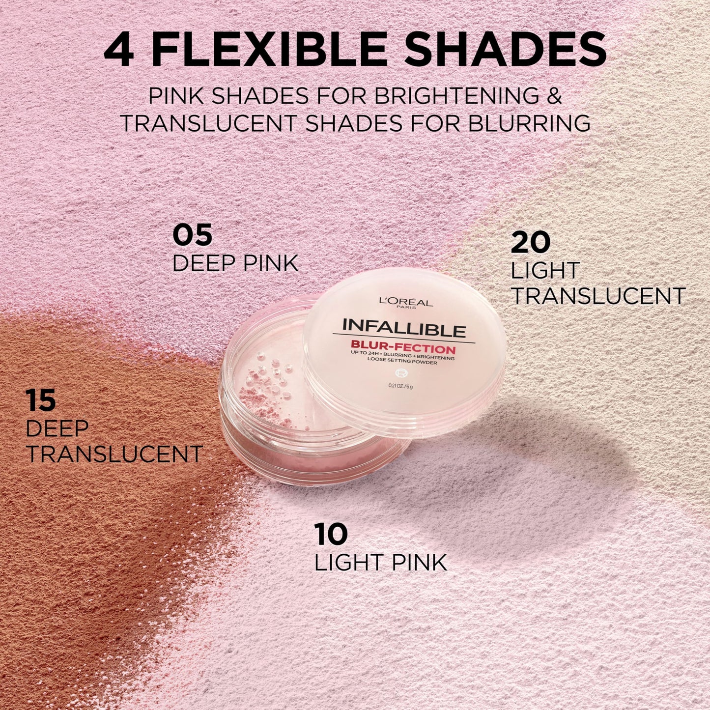 L'Oreal Paris Infallible Blur-fection Loose Setting Powder — 24H Wear, Translucent Medium Deep | 1 Kit