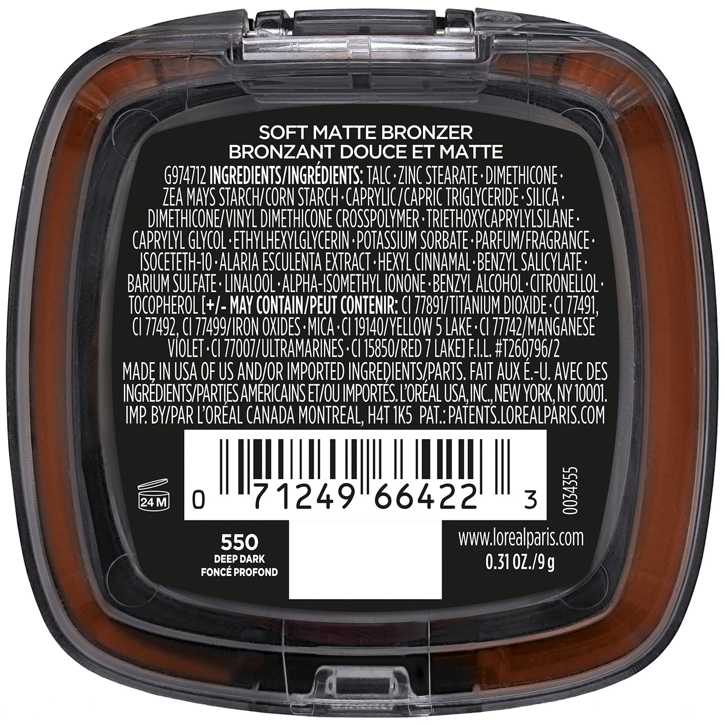 L'Oreal Paris Infallible Soft Matte Bronzer – Up to 24H, Waterproof & Transfer-Proof, Deep Dark