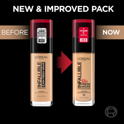 L'Oreal Paris Infallible Fresh Wear Foundation 530 Deep Amber – Lightweight, Longwear, SPF 25, 1 oz