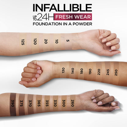 L'Oréal Paris Infallible Fresh Wear Foundation in a Powder – 24H Wear, Waterproof, Pearl, 0.31 oz