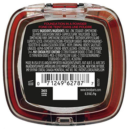 L'Oreal Paris Infallible Fresh Wear Foundation in Powder – Up to 24H Wear, Waterproof, Copper, 0.31 oz.