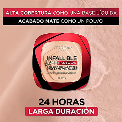 L'Oreal Paris Infallible Fresh Wear Foundation Powder Linen — Up to 24H Matte, Waterproof