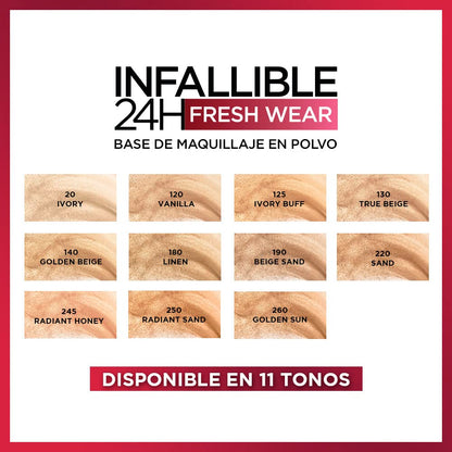 L'Oreal Paris Infallible Fresh Wear Foundation Powder Linen — Up to 24H Matte, Waterproof