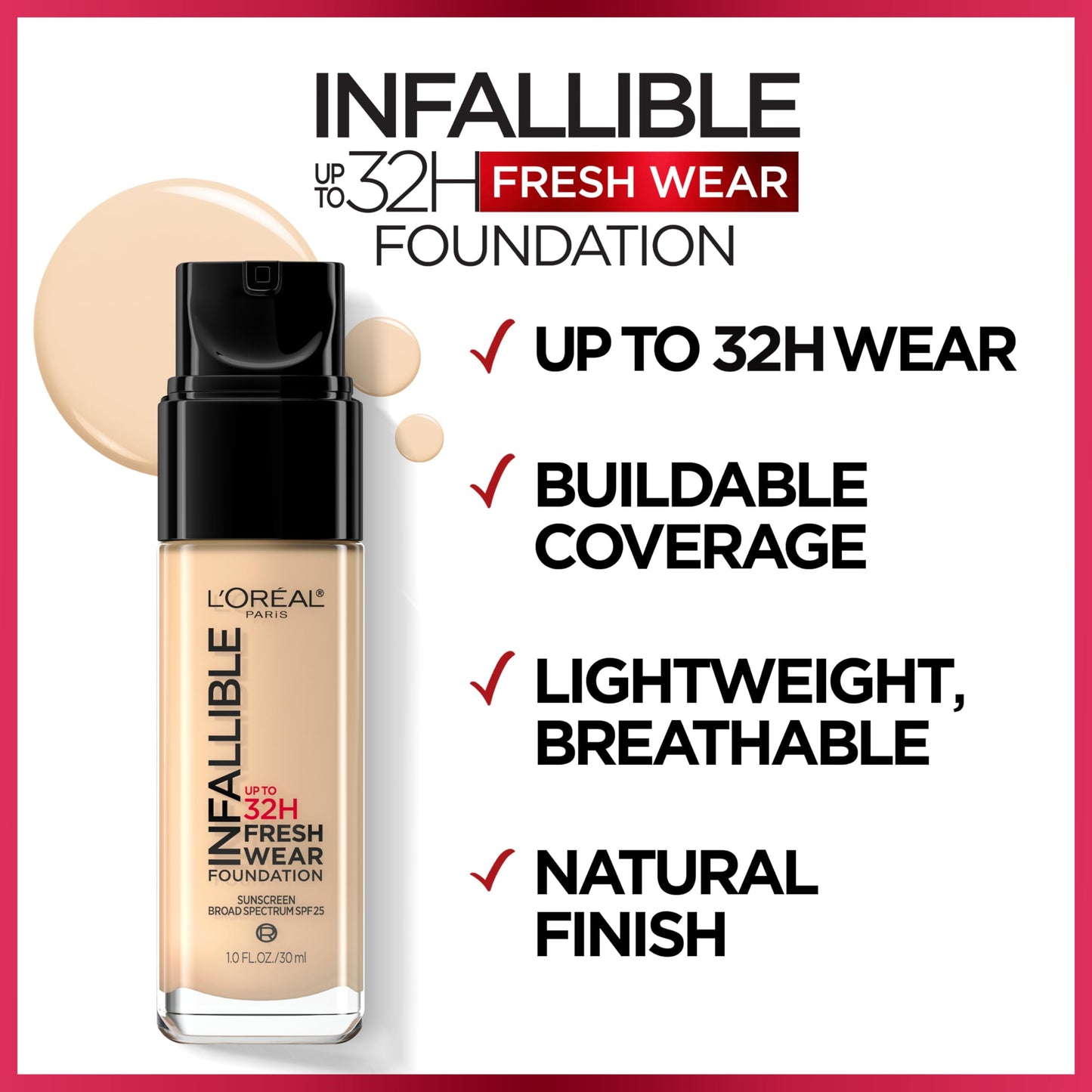 L'Oreal Paris Infallible Fresh Wear Foundation 32H – 475 Sun Beige
